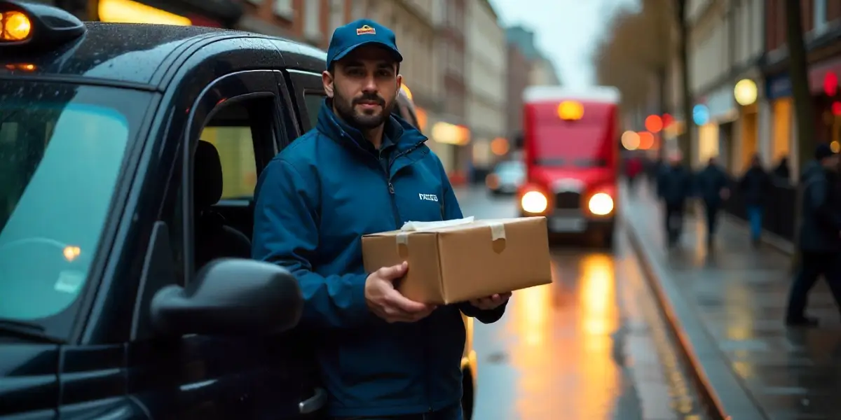 Package in driver's hand