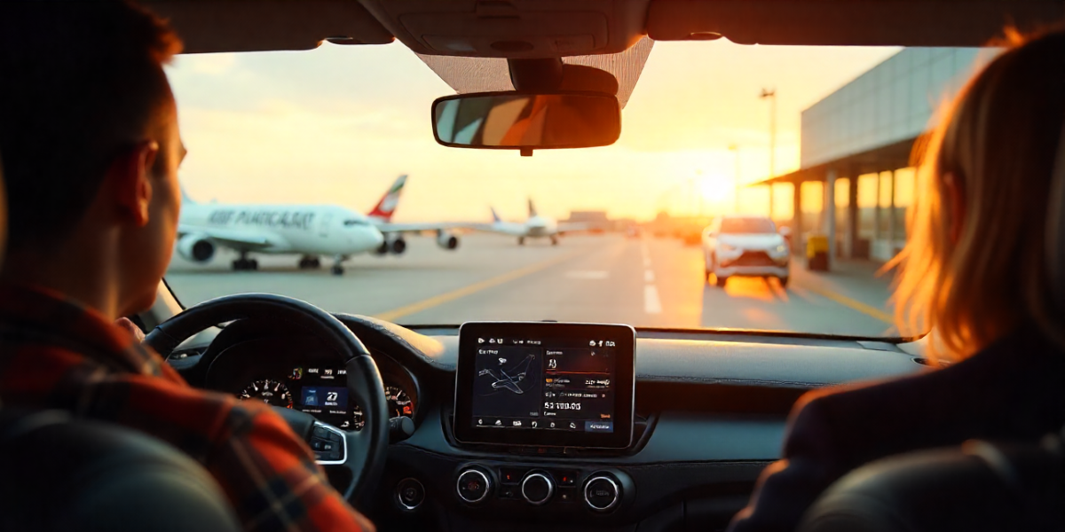 people in taxi monitoring flight