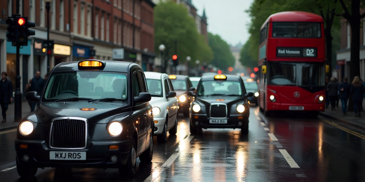 taxis on road