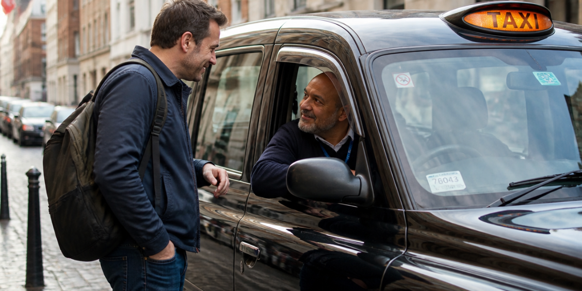 A discussion about passenger and a taxi driver about route.