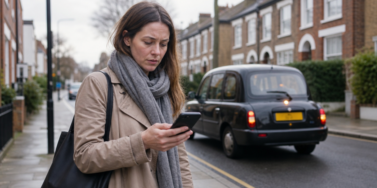 Female passenger thinking to cancel the taxi rider/